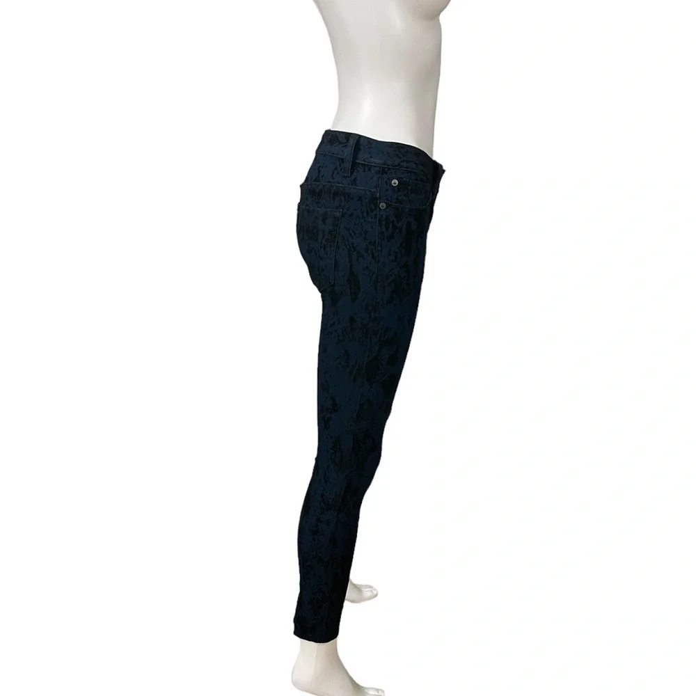 Free People Flocked Indigo Combo Skinny Pants New